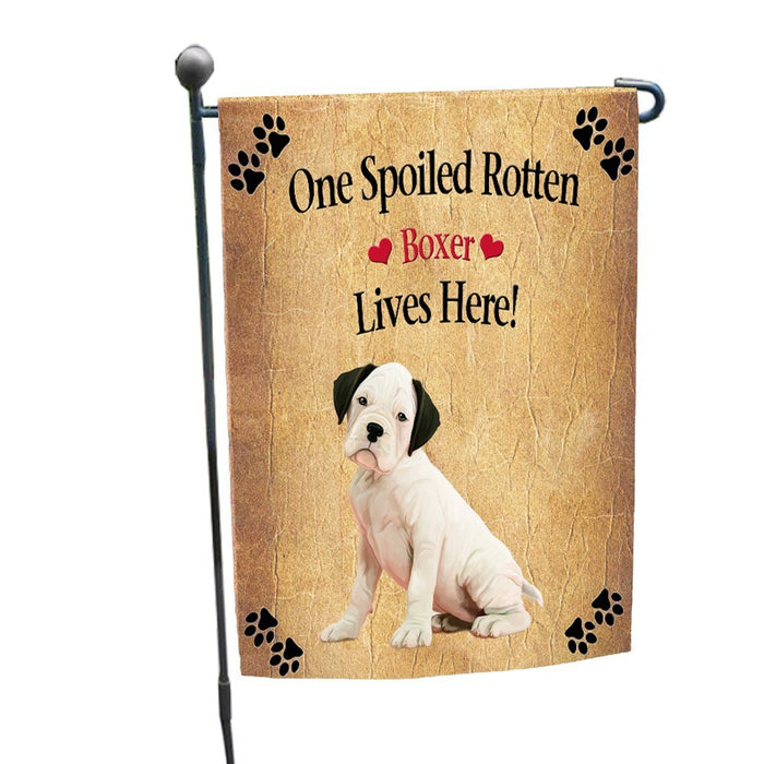 Spoiled Rotten White Boxer Dog Garden Flag