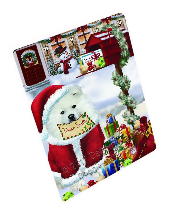 Samoyed Dog Dear Santa Letter Christmas Holiday Mailbox Dog Art Portrait Print Woven Throw Sherpa Plush Fleece Blanket D116