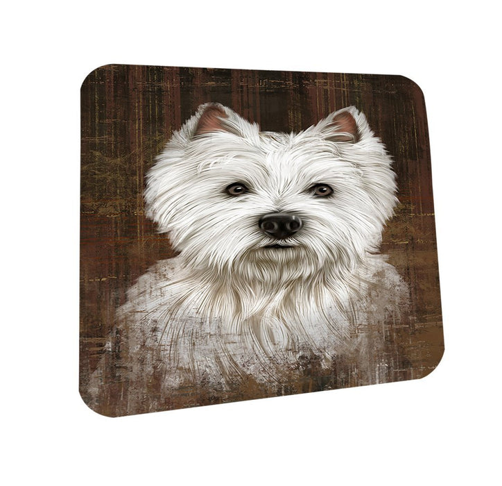 Rustic West Highland White Terrier Dog Coasters Set of 4 CST48228