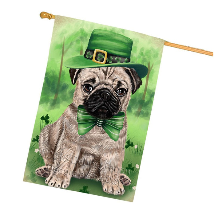 St. Patricks Day Irish Portrait Pug Dog House Flag FLG49202