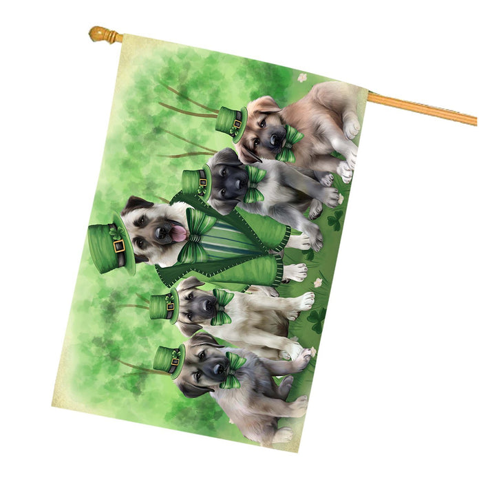 St. Patricks Day Irish Family Portrait Anatolian Shepherds Dog House Flag FLG48467