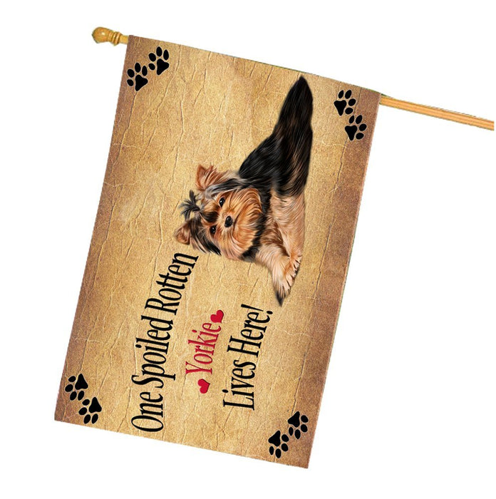 Spoiled Rotten Yorkie Dog House Flag