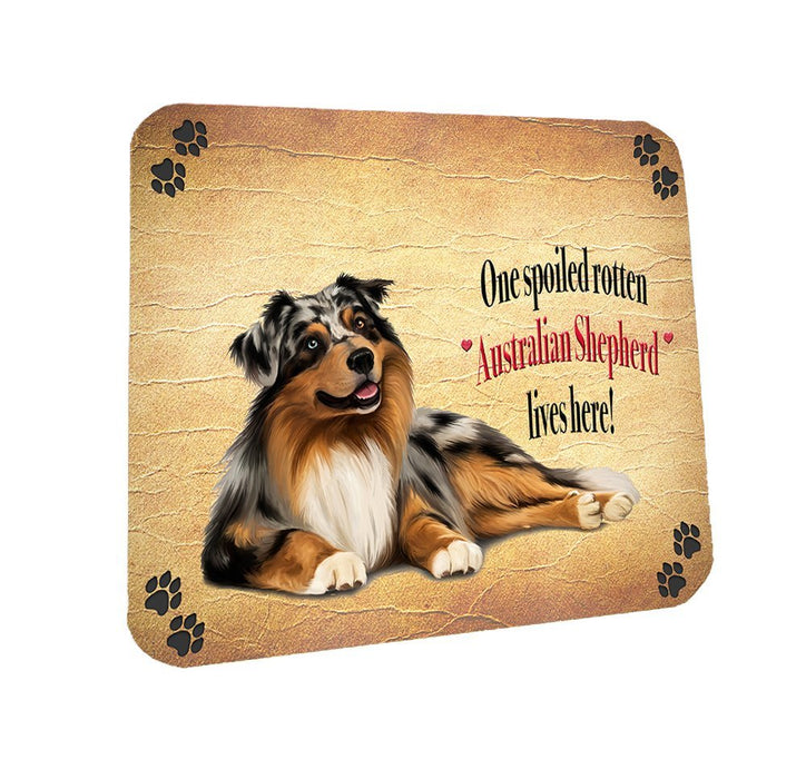 Spoiled Rotten Australian Shepherd Dog Coasters Set of 4