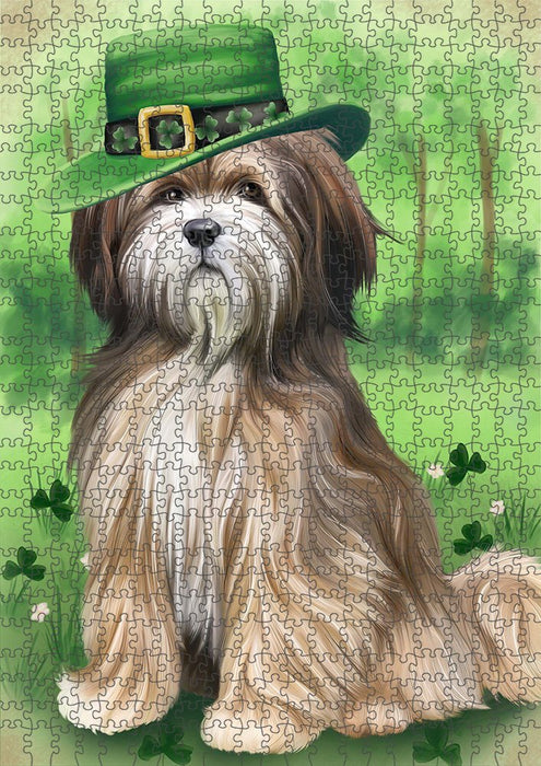 St. Patricks Day Irish Portrait Tibetan Terrier Dog Puzzle with Photo Tin PUZL51945
