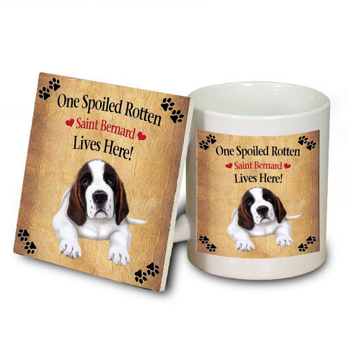 Saint Bernard Spoiled Rotten Dog Mug and Coaster Set