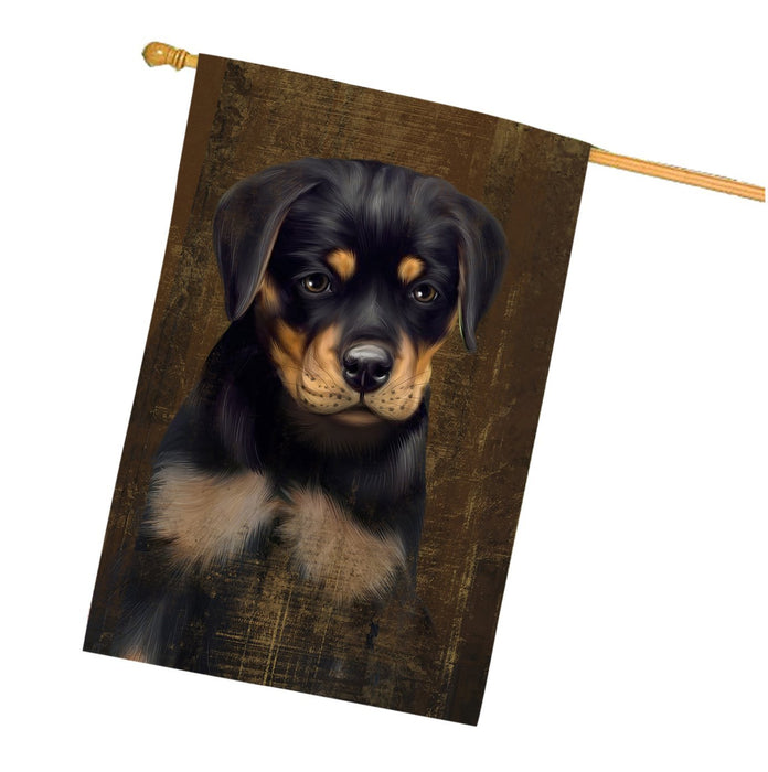 Rustic Rottweiler Dog House Flag FLG48209