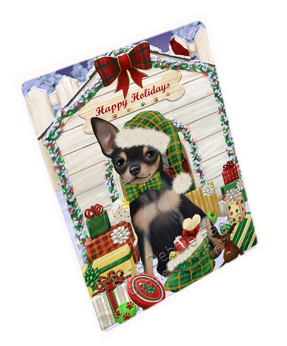 Happy Holidays Christmas Chihuahua Dog House With Presents Magnet Mini (3.5" x 2") MAG58470