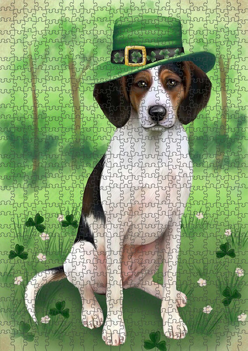 St. Patricks Day Irish Portrait Treeing Walker Coonhound Dog Puzzle with Photo Tin PUZL51960