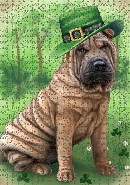 St. Patricks Day Irish Portrait Shar Pei Dog Puzzle with Photo Tin PUZL51867 (551 pc. 18" x 24")