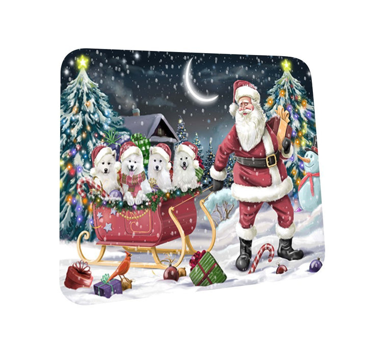 Santa Sled Dogs Samoyed Christmas Coasters CST374 (Set of 4)