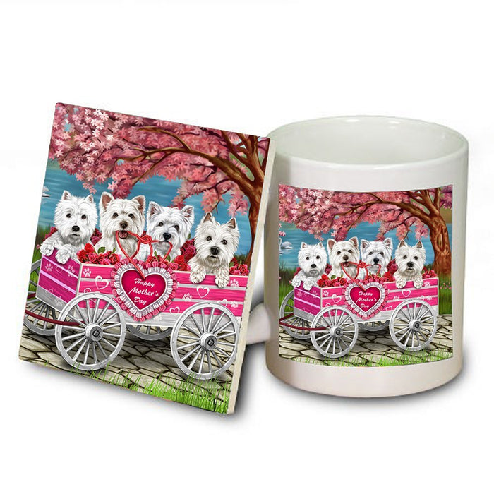Westies Dog with Puppies Mother's Day Mug & Coaster Set