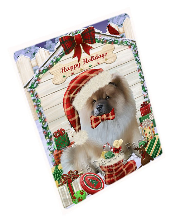 Happy Holidays Christmas Chow Chow Dog House With Presents Magnet Mini (3.5" x 2") MAG58488