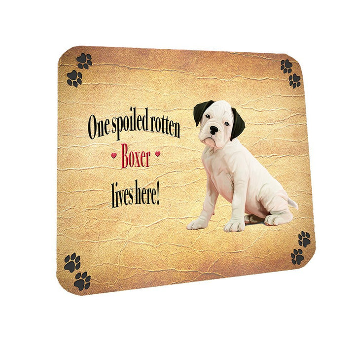 Spoiled Rotten White Boxer Dog Coasters Set of 4