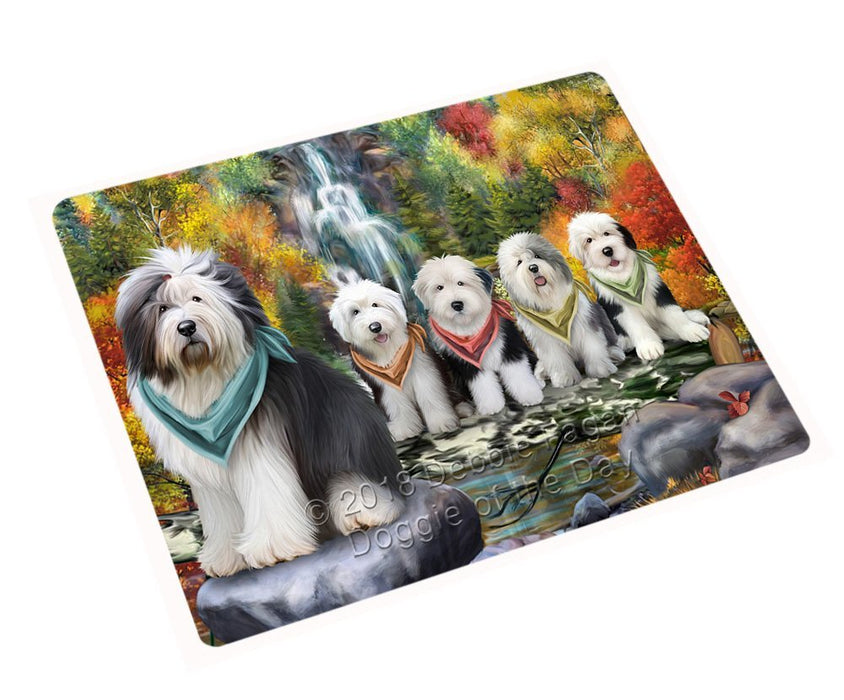Scenic Waterfall Old English Sheepdogs Magnet Mini (3.5" x 2") MAG52242
