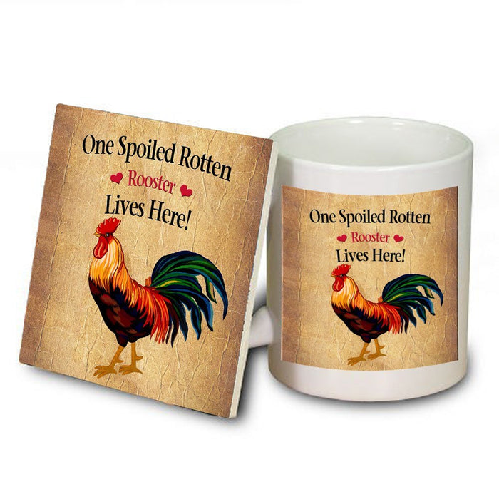 Spoiled Rotten Rooster Mug and Coaster Set