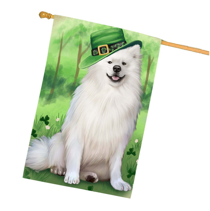 St. Patricks Day Irish Portrait American Eskimo Dog House Flag FLG48463