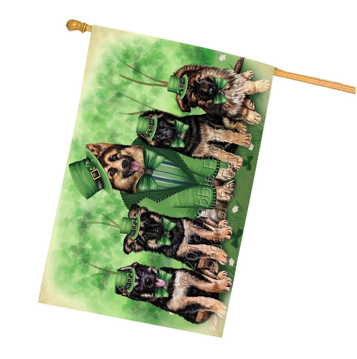 St. Patricks Day Irish Family Portrait German Shepherds Dog House Flag FLG48769