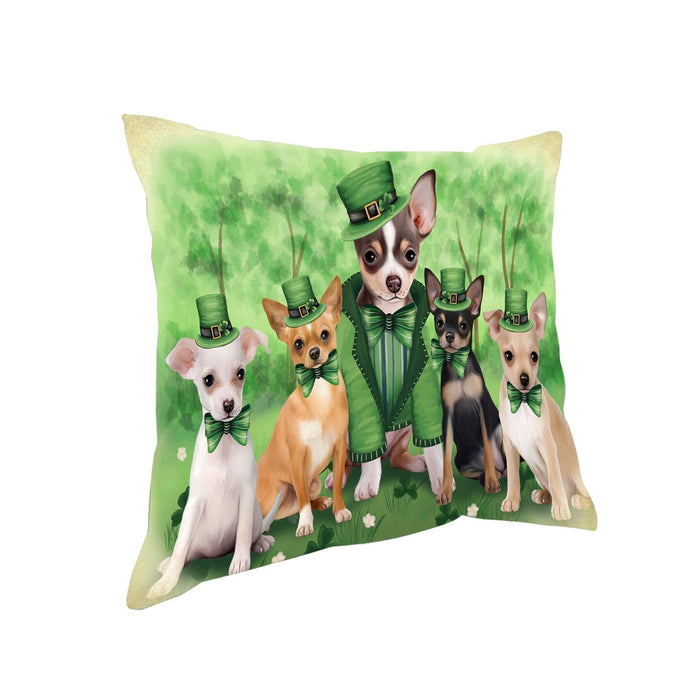 St. Patricks Day Irish Family Portrait Chihuahuas Dog Pillow PIL50964