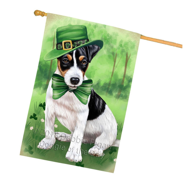 St. Patricks Day Irish Portrait Jack Russell Terrier Dog House Flag FLG48787