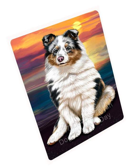 Shetland Sheepdog Dog Art Portrait Print Woven Throw Sherpa Plush Fleece Blanket