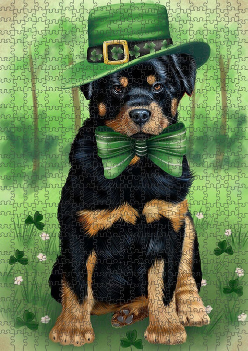 St. Patricks Day Irish Portrait Rottweiler Dog Puzzle with Photo Tin PUZL51822