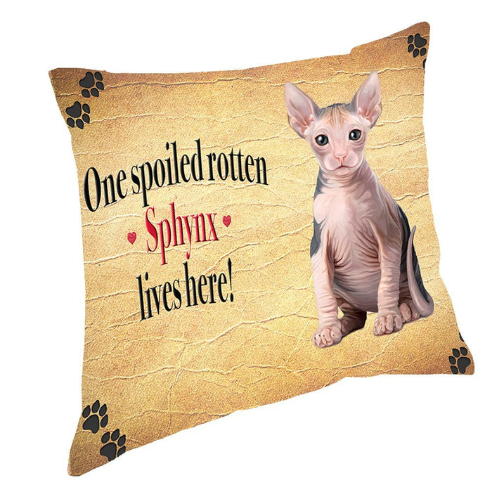 Sphynx Spoiled Rotten Cat Throw Pillow