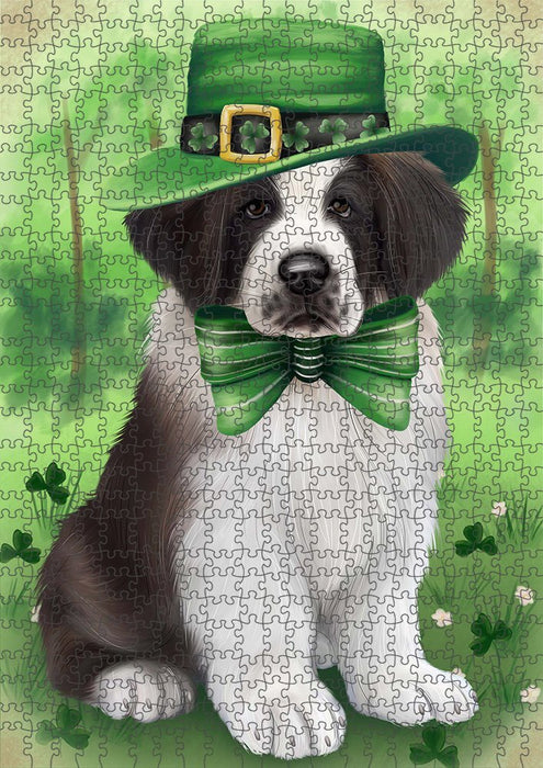 St. Patricks Day Irish Portrait Saint Bernard Dog Puzzle with Photo Tin PUZL51831