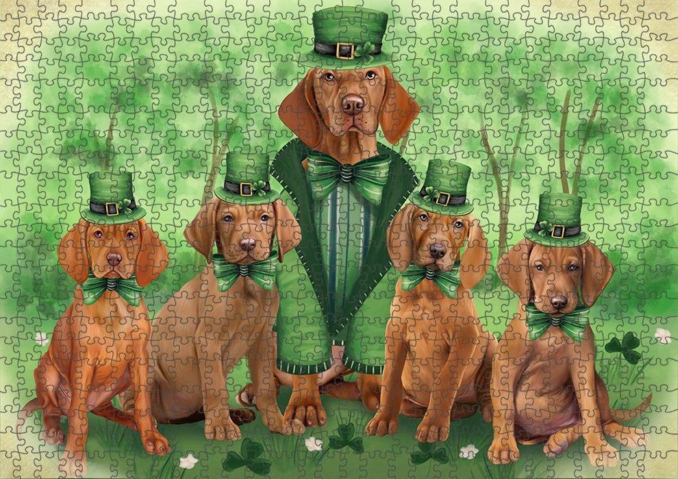 St. Patricks Day Irish Family Portrait Vizslas Dog Puzzle  PUZL51975