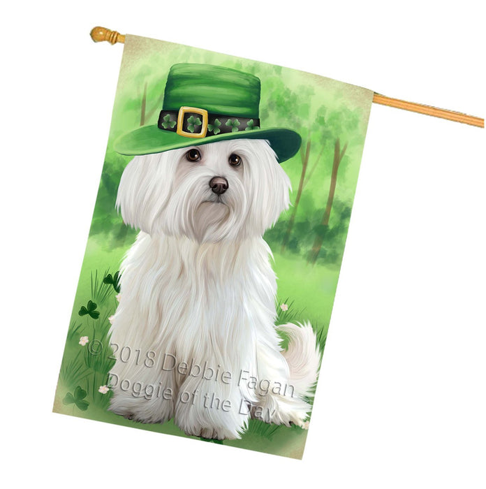 St. Patricks Day Irish Portrait Maltese Dog House Flag FLG48798