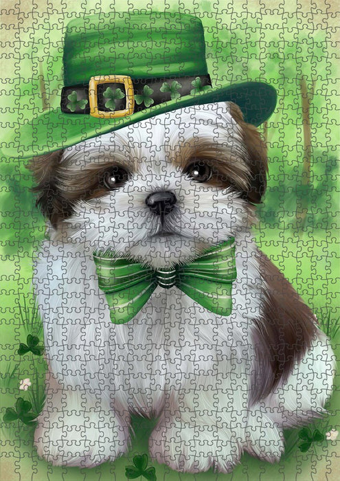 St. Patricks Day Irish Portrait Shih Tzu Dog Puzzle with Photo Tin PUZL51918