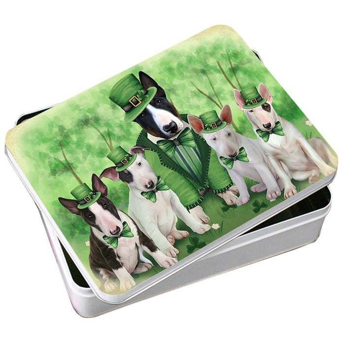 St. Patricks Day Irish Family Portrait Bull Terriers Dog Photo Storage Tin PITN48748
