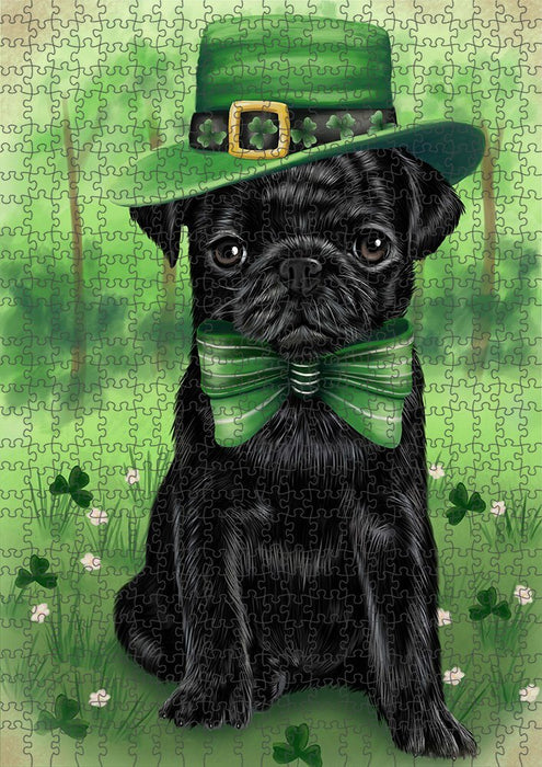 St. Patricks Day Irish Portrait Pug Dog Puzzle with Photo Tin PUZL51792
