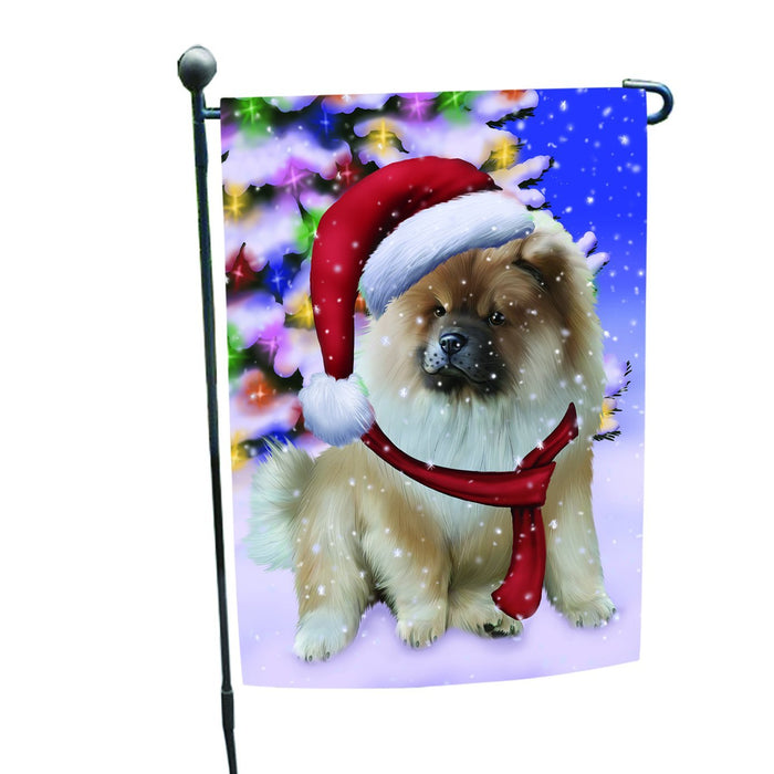 Winterland Wonderland Chow Chow Dog In Christmas Holiday Scenic Background Garden Flag