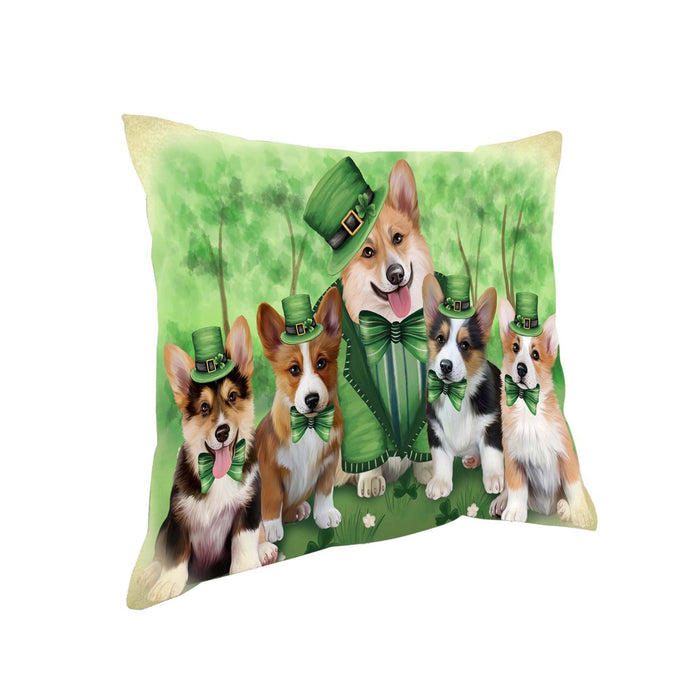 St. Patricks Day Irish Family Portrait Corgies Dog Pillow PIL51004