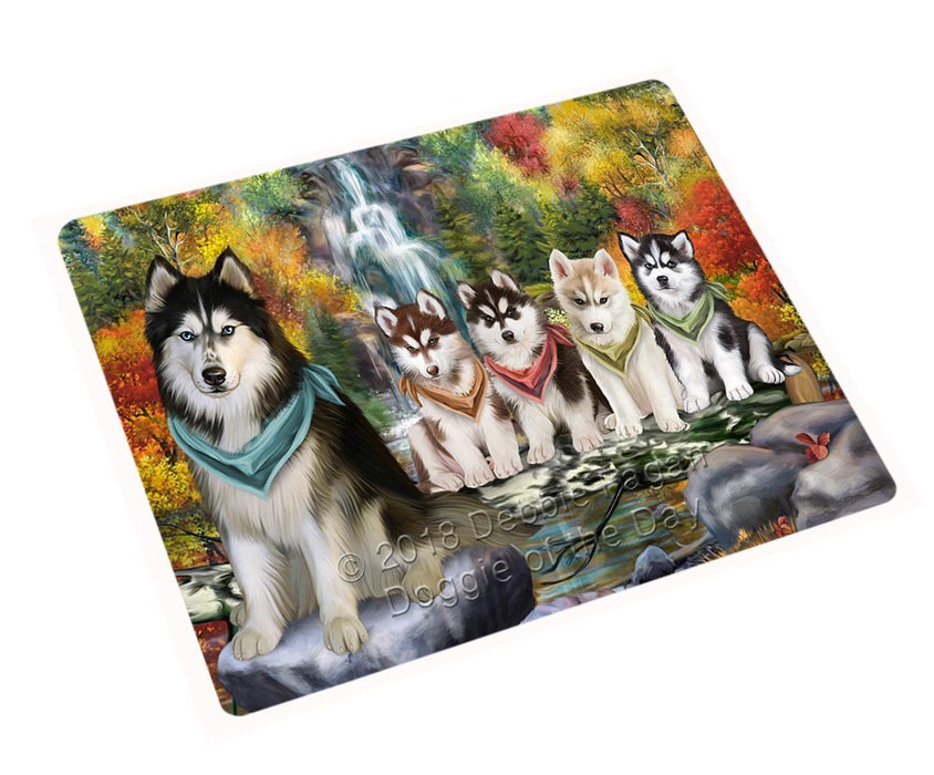 Scenic Waterfall Siberian Huskies Dog Magnet Mini (3.5" x 2") MAG52422
