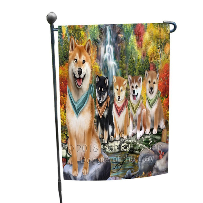 Scenic Waterfall Shiba Inus Dog Garden Flag GFLG49335