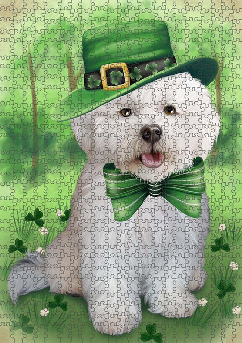 St. Patricks Day Irish Portrait Bichon Frise Dog Puzzle with Photo Tin PUZL51684