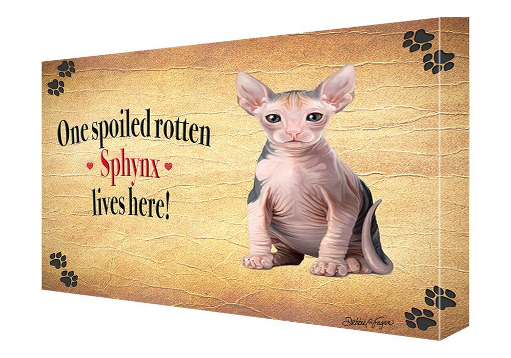 Sphynx Spoiled Rotten Cat Painting Printed on Canvas Wall Art Signed