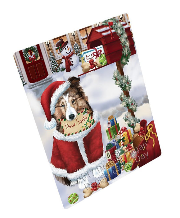 Shetland Sheepdog Dear Santa Letter Christmas Holiday Mailbox Dog Art Portrait Print Woven Throw Sherpa Plush Fleece Blanket