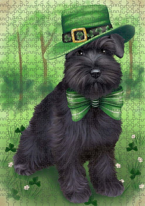 St. Patricks Day Irish Portrait Schnauzer Dog Puzzle with Photo Tin PUZL51852