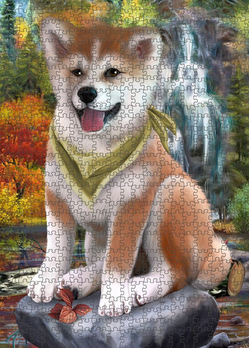 Scenic Waterfall Shiba Inu Dog Puzzle with Photo Tin PUZL52413