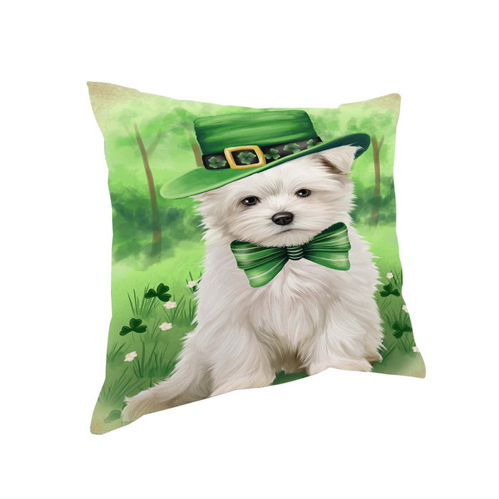 St. Patricks Day Irish Portrait Maltese Dog Pillow PIL51192
