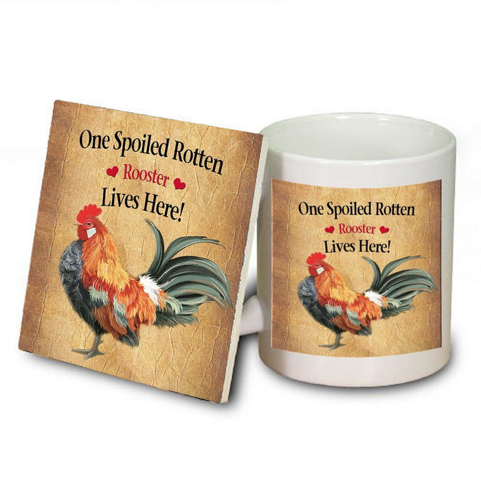 Spoiled Rotten Rooster Mug and Coaster Set