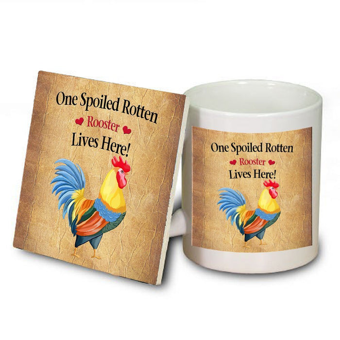 Spoiled Rotten Rooster Mug and Coaster Set