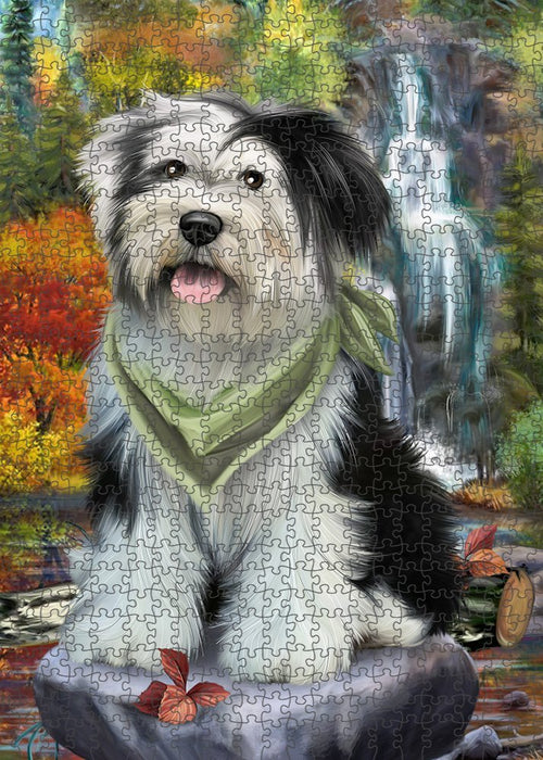 Scenic Waterfall Tibetan Terrier Dog Puzzle with Photo Tin PUZL52470
