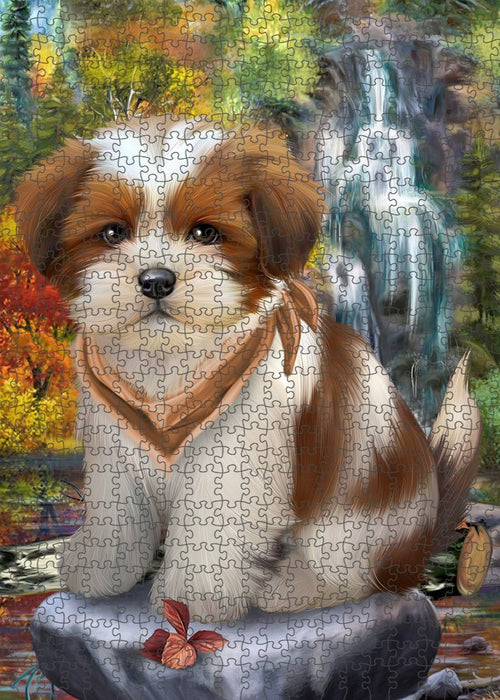 Scenic Waterfall Lhasa Apso Dog Puzzle with Photo Tin PUZL52227