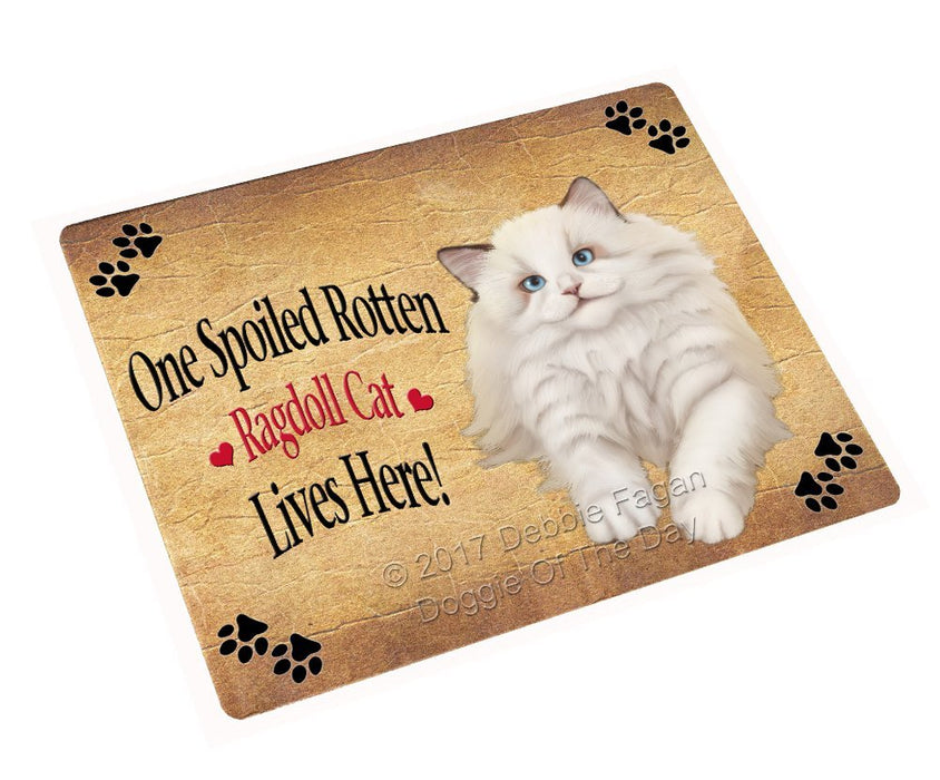 Spoiled Rotten White Ragdoll Cat Tempered Cutting Board