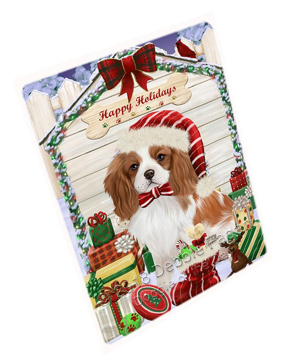 Happy Holidays Christmas Cavalier King Charles Spaniel Dog House With Presents Magnet Mini (3.5" x 2") MAG58455