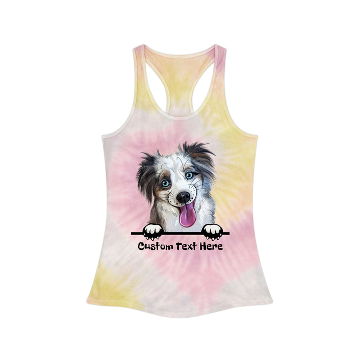 Women's Custom Tank Top Dog Personalized Tie Dye Racerback Slim Fit