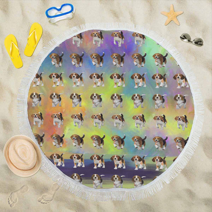 Beagle Dogs  Round Beach Mat 59’’